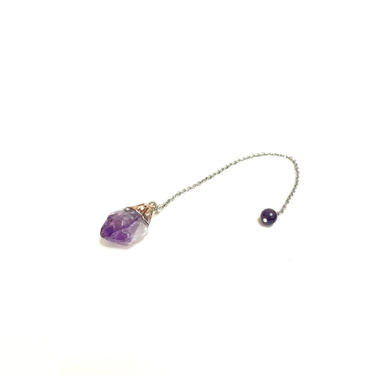 Natural Raw Amethyst Crystal Pendulum