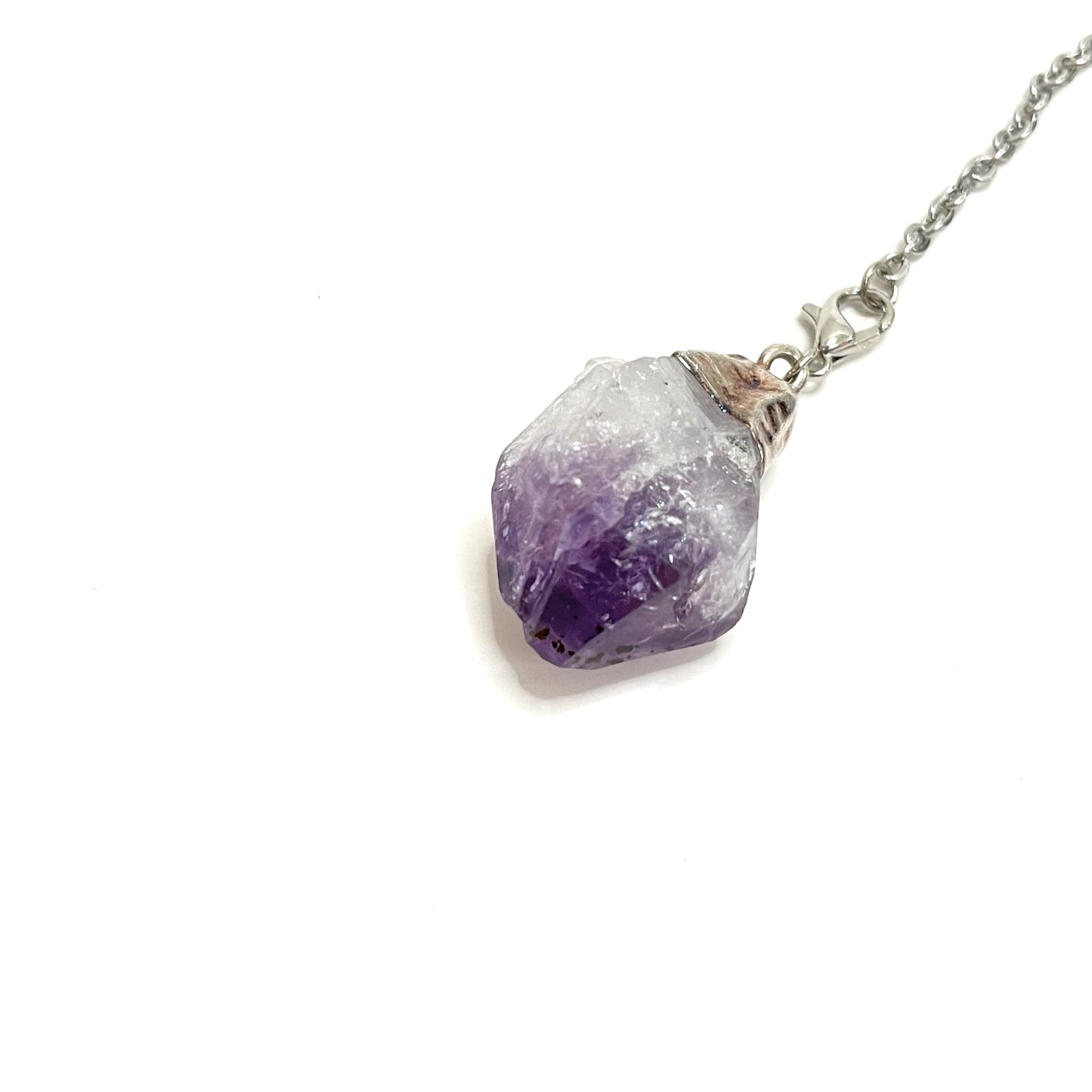 Natural Raw Amethyst Crystal Pendulum