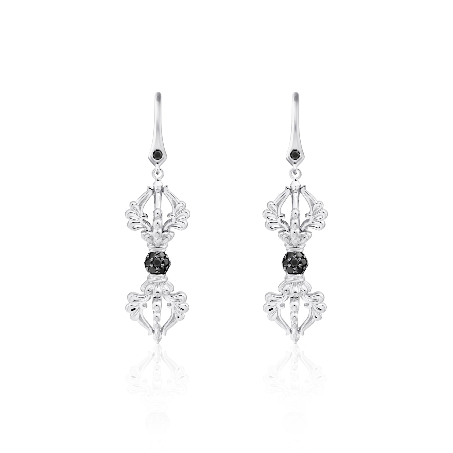 Five Pronged Vajra Earrings Black Diamonds