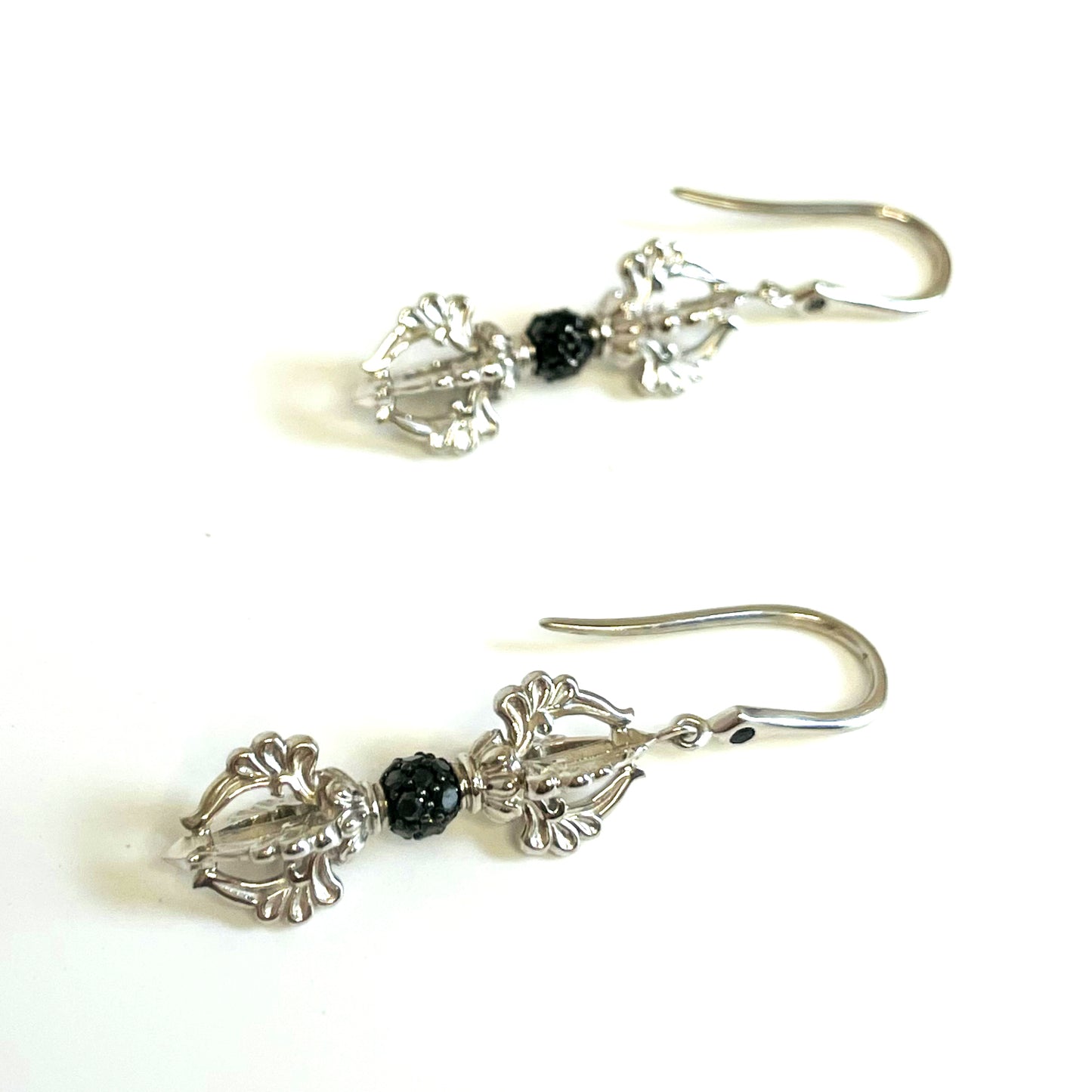 Five Pronged Vajra Earrings Black Diamonds