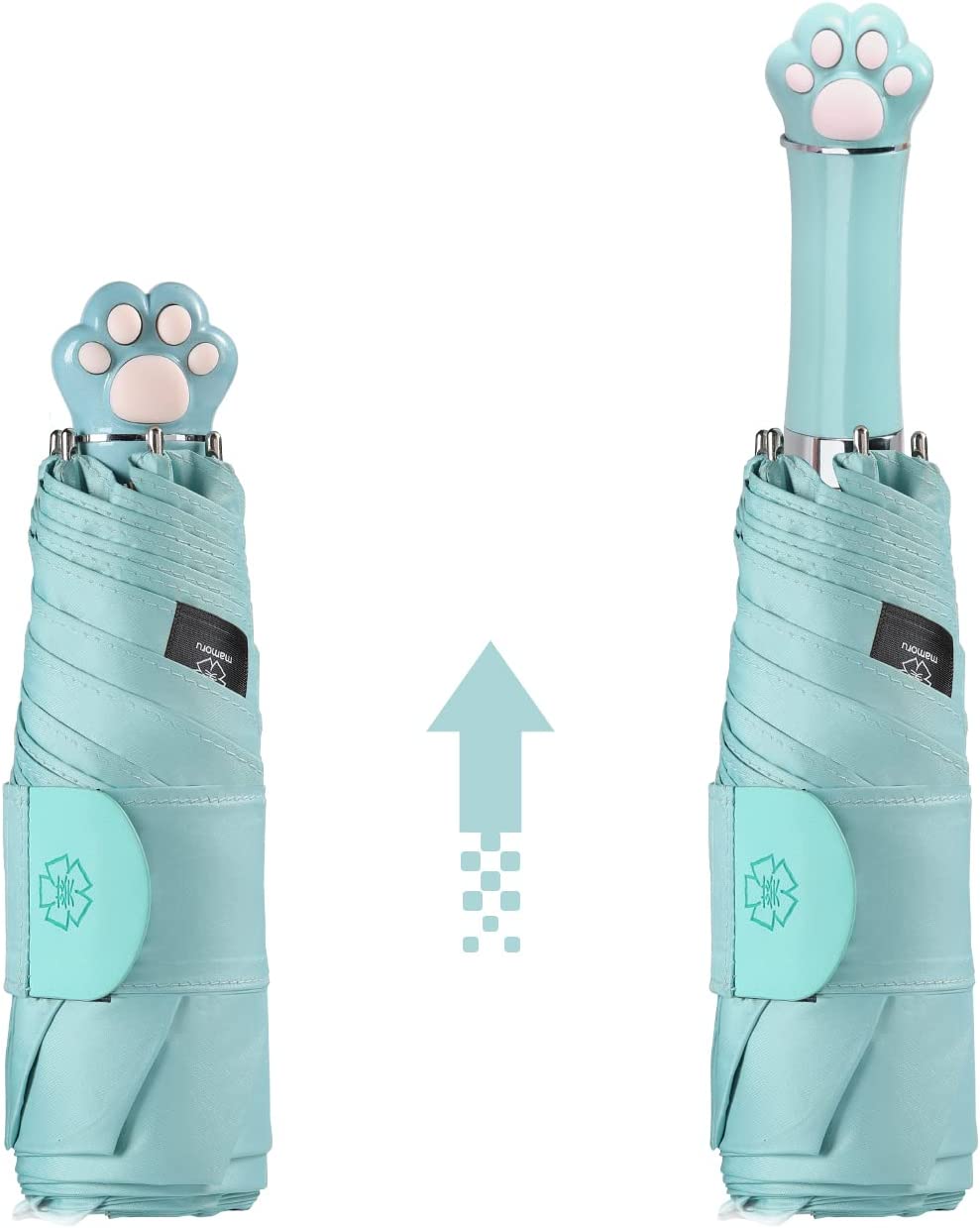 Mamoru Small Umbrella with Cat Paw Handle, 99.99% UV Protection, 5 Colors