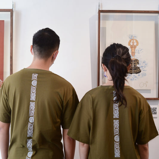 Spiritual Totem Military Green Oversize Unisex Tee