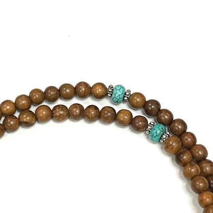 印尼加里曼丹沉香108手串 綠松石和青金石 8mm