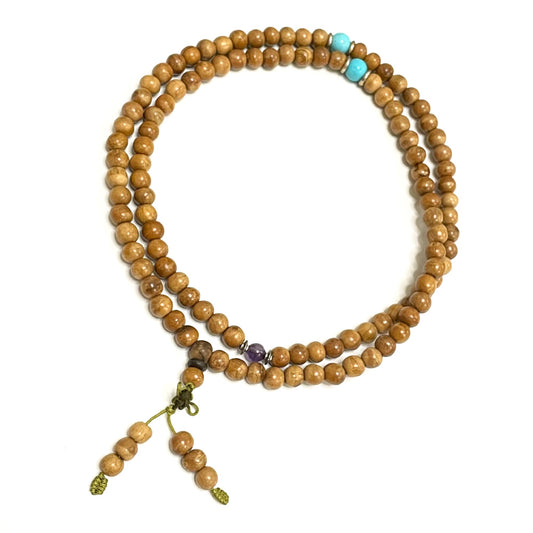 越南高質沉香108手串 綠松石和紫瑪瑙 8mm