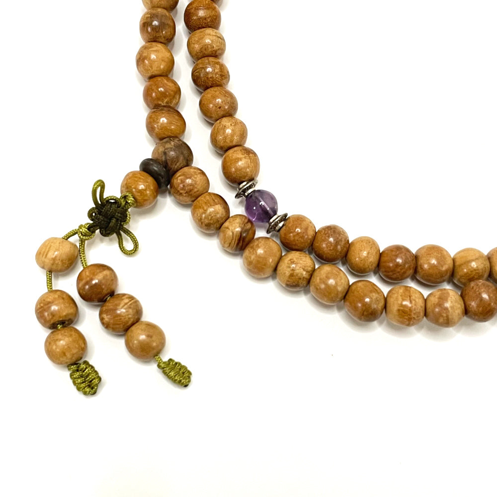 越南高質沉香108手串 綠松石和紫瑪瑙 8mm