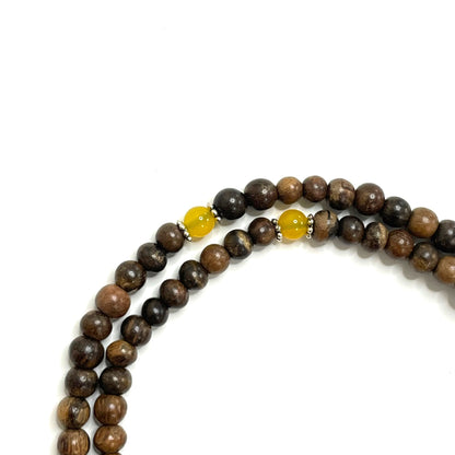 印尼加里曼丹沉香108手串 黃瑪瑙和紫瑪瑙 6mm