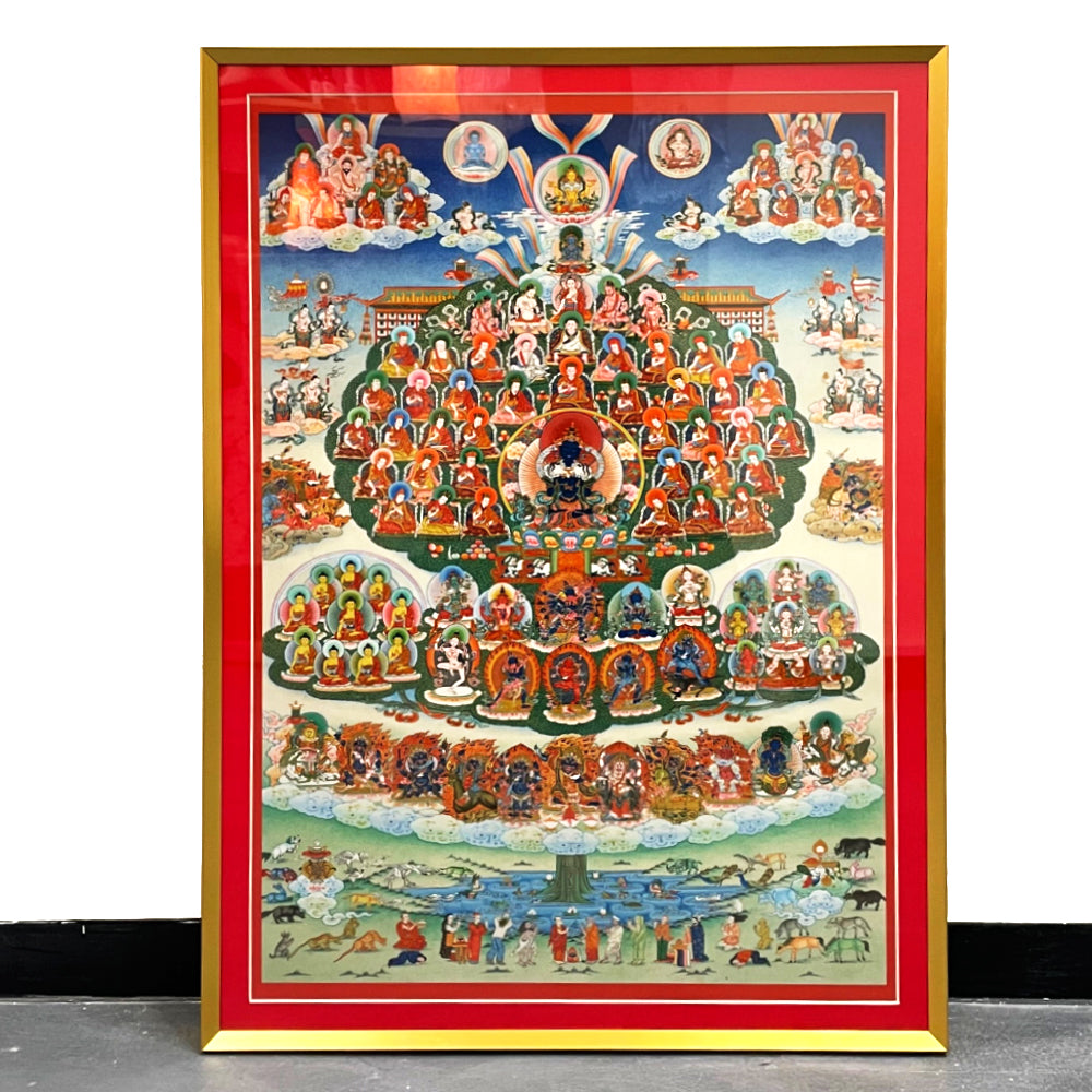 Karm Tree Refuge Tree of Karma Kagyu Thangka High Quality Print A1 Golden Frame ...