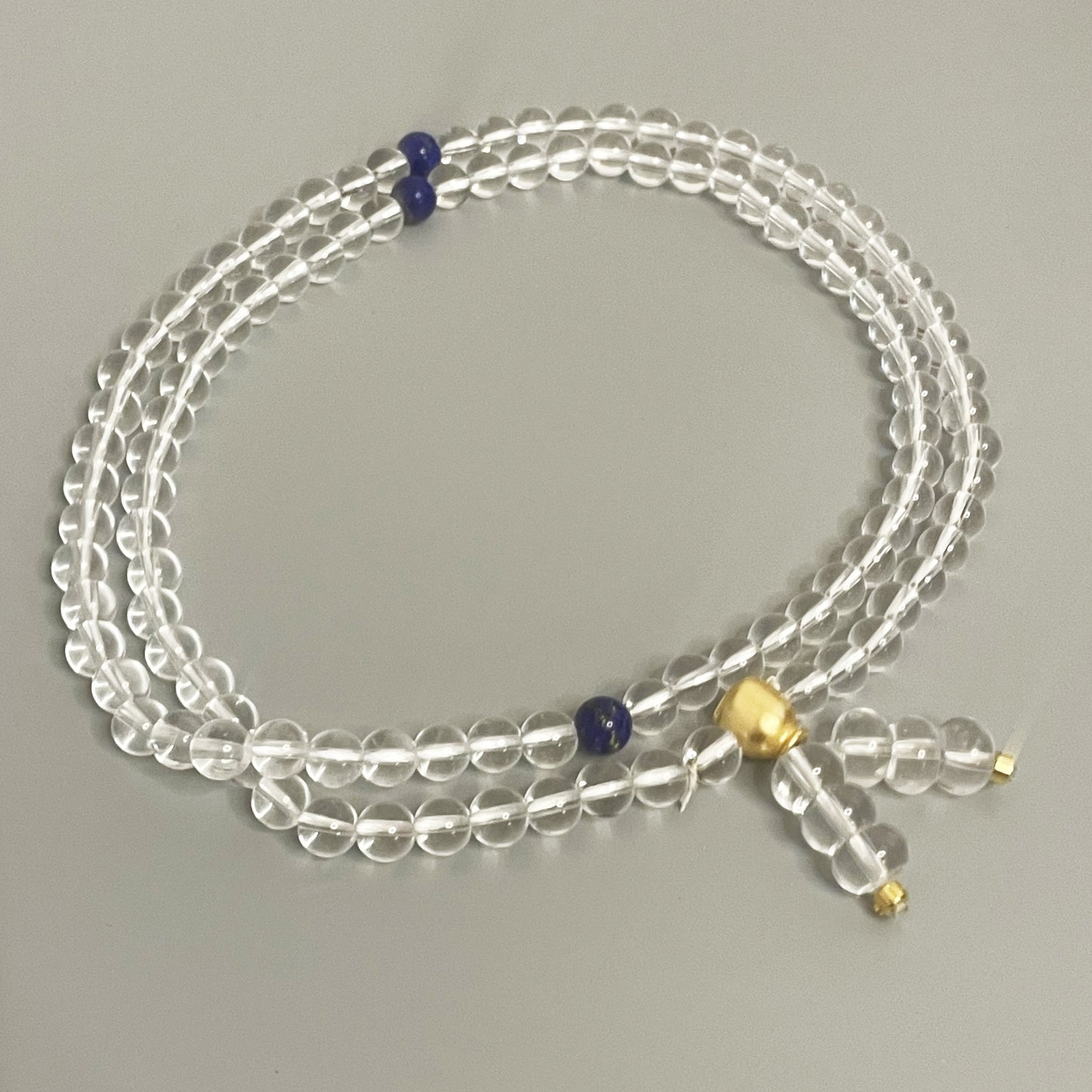 6mm Natural White Crystal with Lapis Lazuli 108 Mala