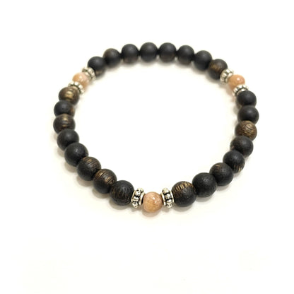 黑奇楠虎斑金絲沉香手串 5mm 太陽石