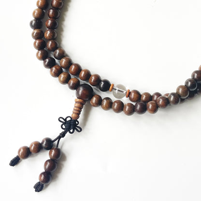 印尼加里曼丹沉香108手串 綠松石和白水晶 8mm