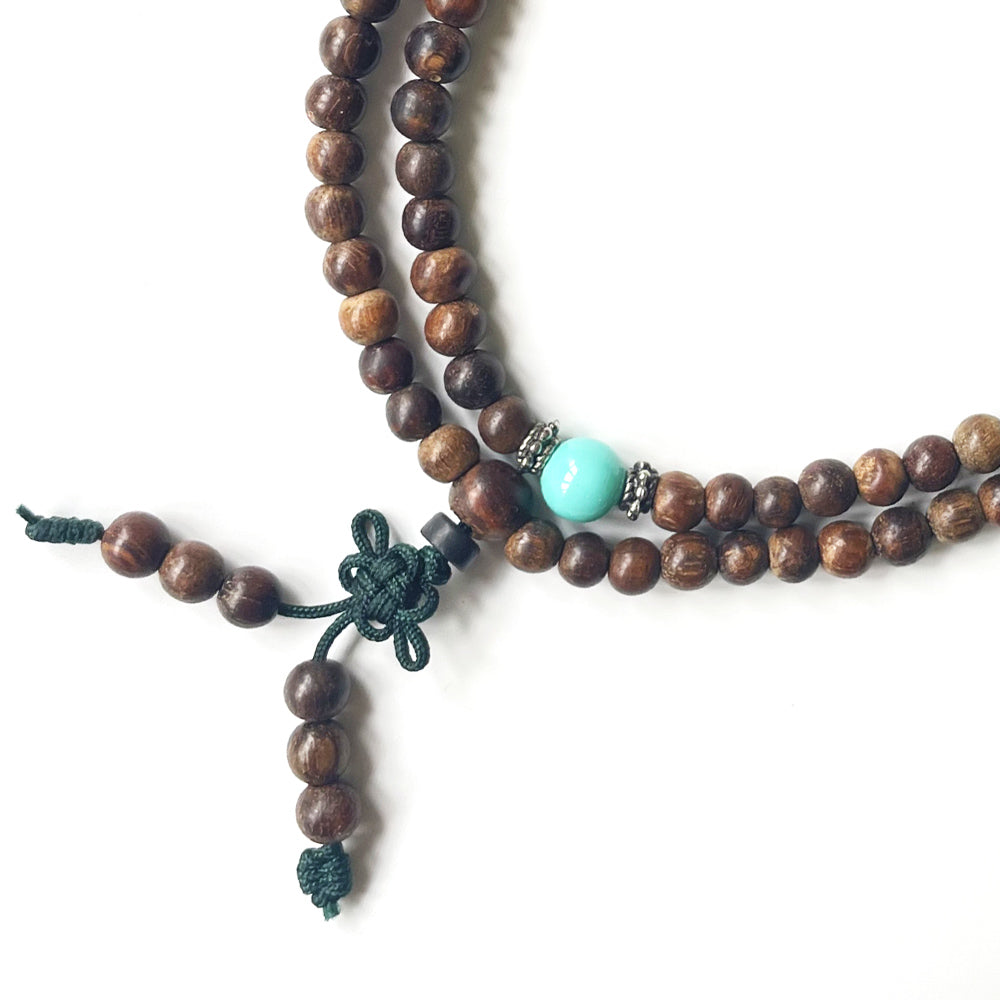 印尼加里曼丹沉香108手串 綠松石和紫瑪瑙 5mm