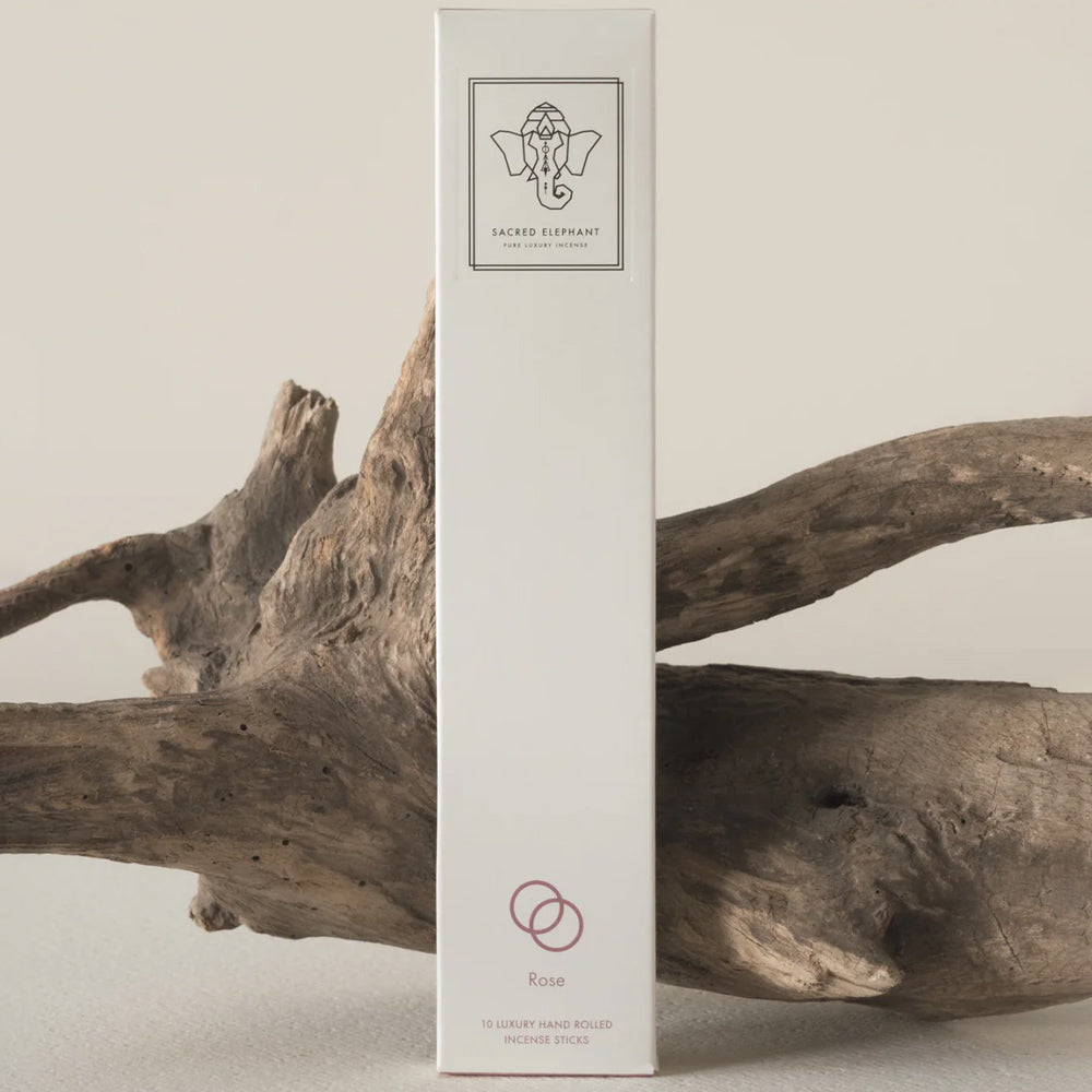 Sacred Elephant Rose Luxury Incense Sticks I Pure Rose Oil & Petals